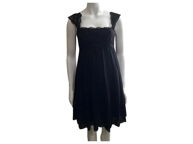 Vestido Marchesa Notte de seda y encaje Negro 