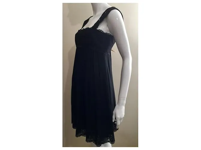 Vestido Marchesa Notte de seda y encaje Negro 