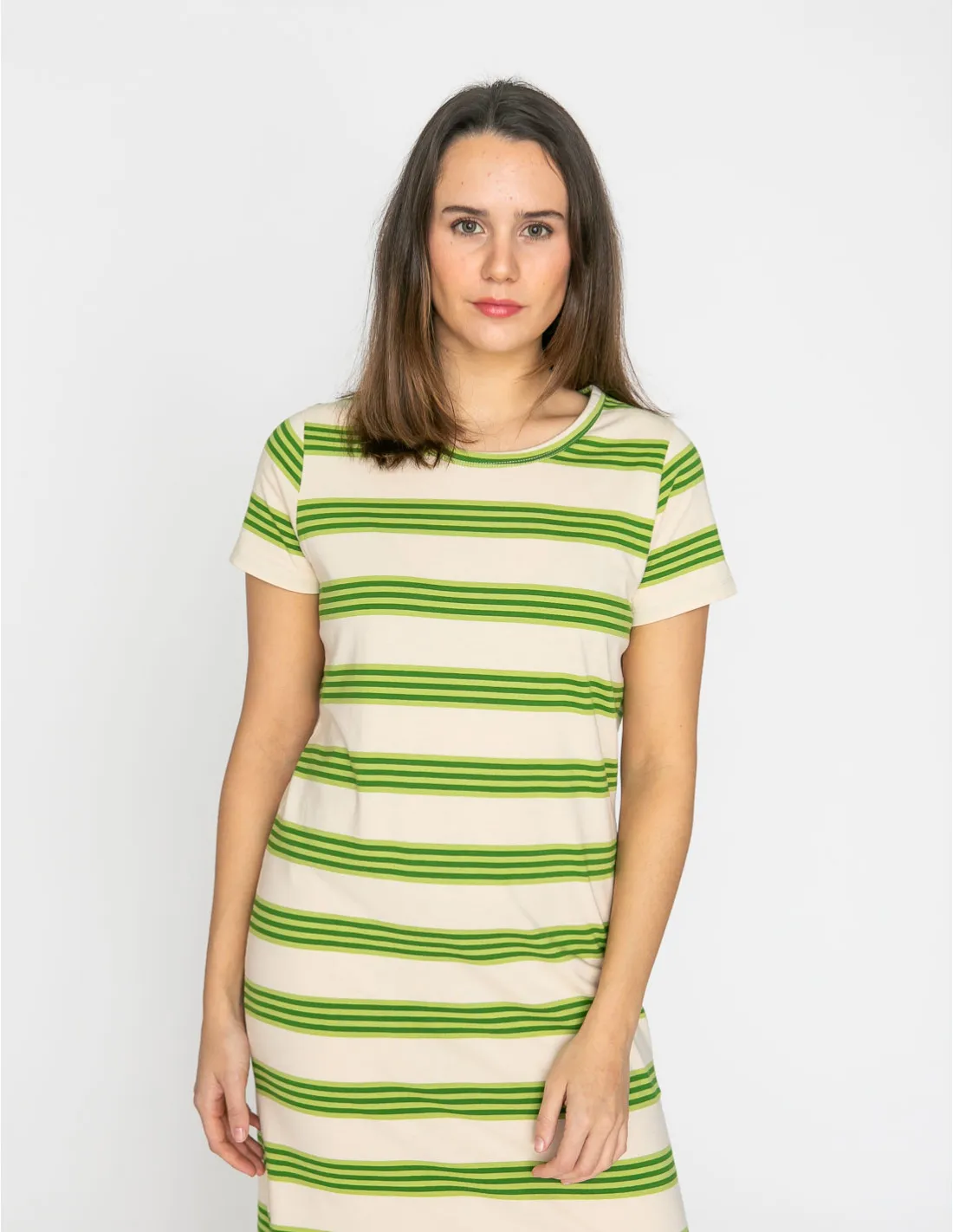 VESTIDO MIDI ALGODÓN RAYAS VERDES NICE THINGS
