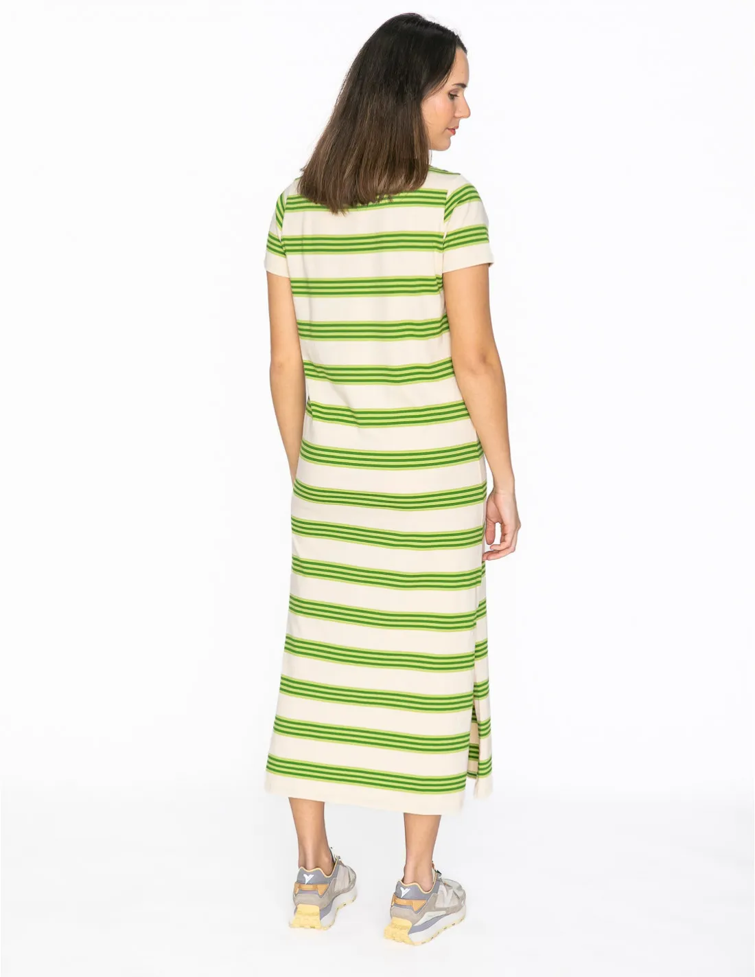 VESTIDO MIDI ALGODÓN RAYAS VERDES NICE THINGS