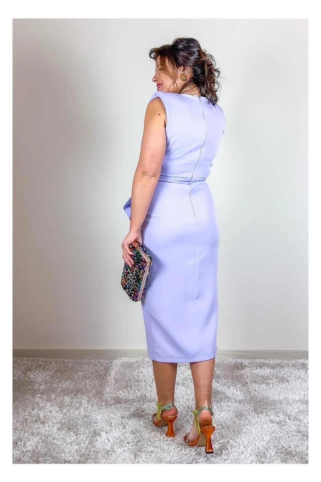 VESTIDO PLIEGUES FIESTA LILA