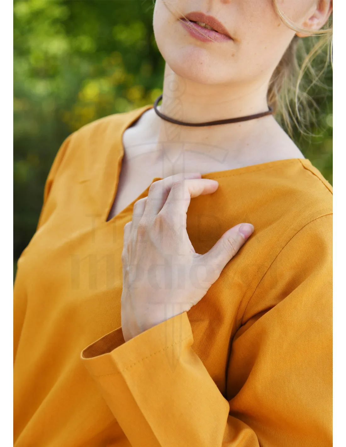 Vestido vikingo mujer modelo Milla, amarillo mostaza