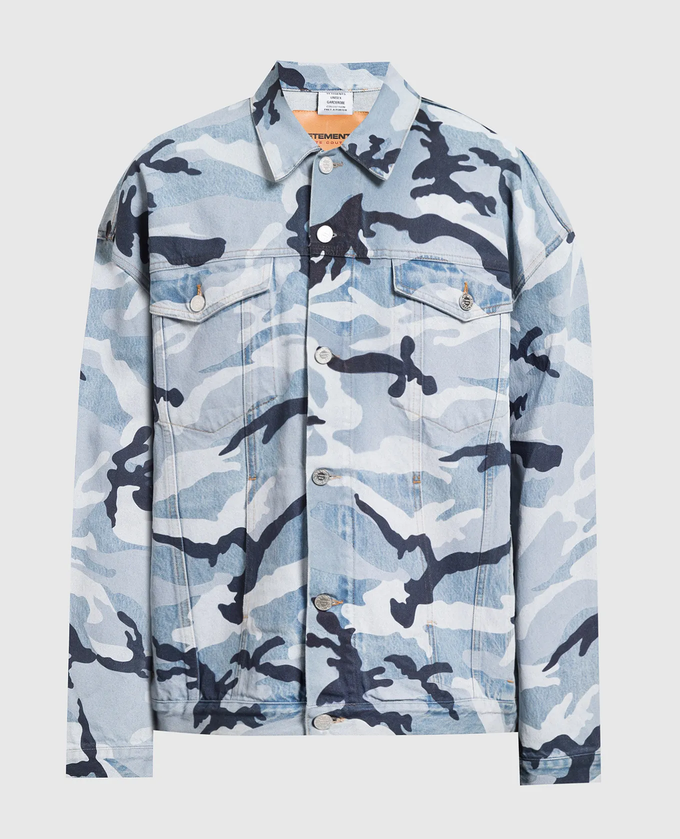 Vetements Blue denim jacket in camouflage print