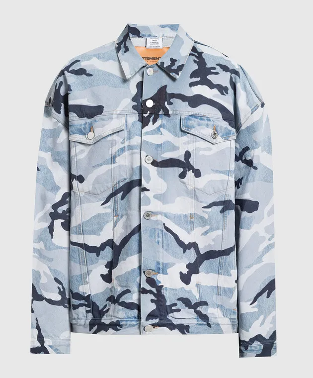 Vetements Blue denim jacket in camouflage print
