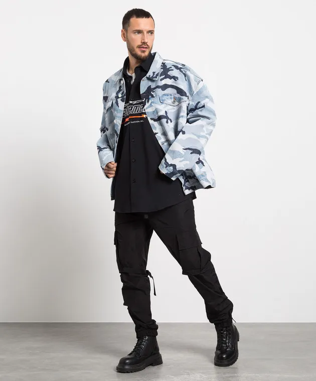 Vetements Blue denim jacket in camouflage print