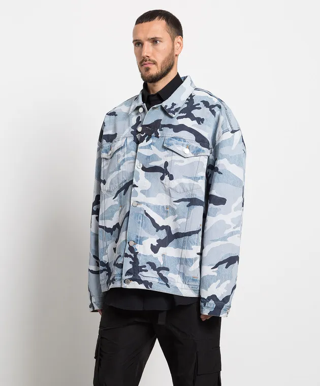 Vetements Blue denim jacket in camouflage print