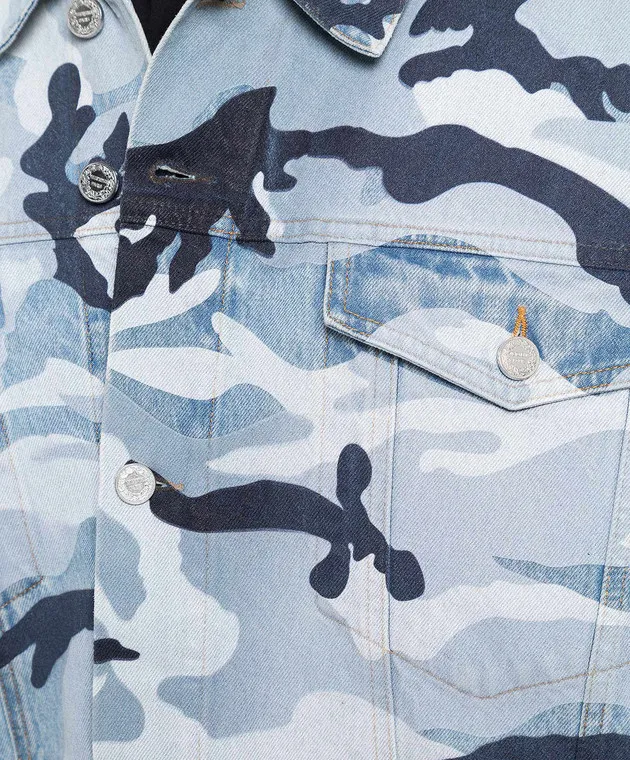 Vetements Blue denim jacket in camouflage print