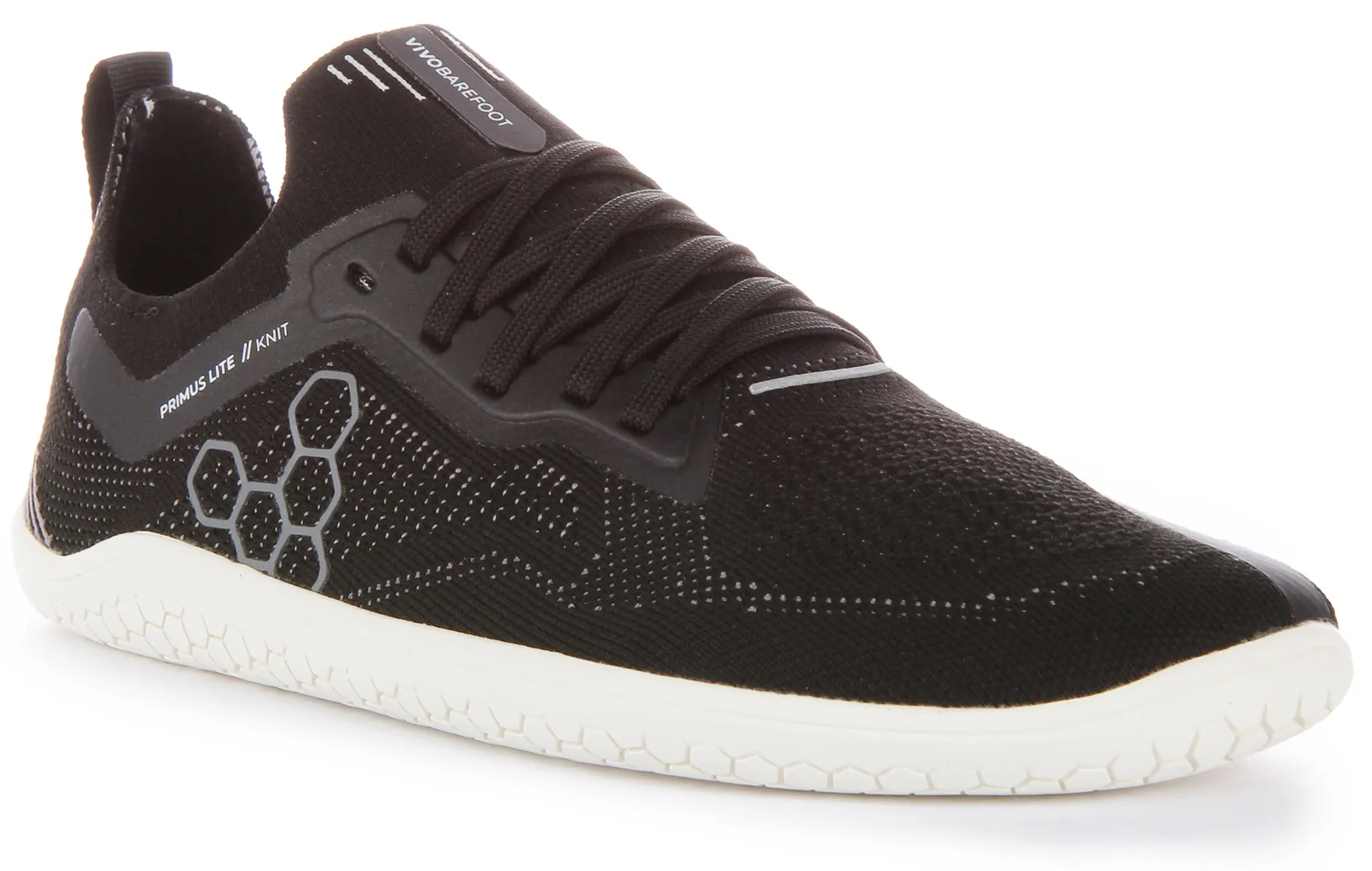 Vivobarefoot Primus Lite Knit Zapatillas con cordones resistentes a los pinchazos para hombre en blanco