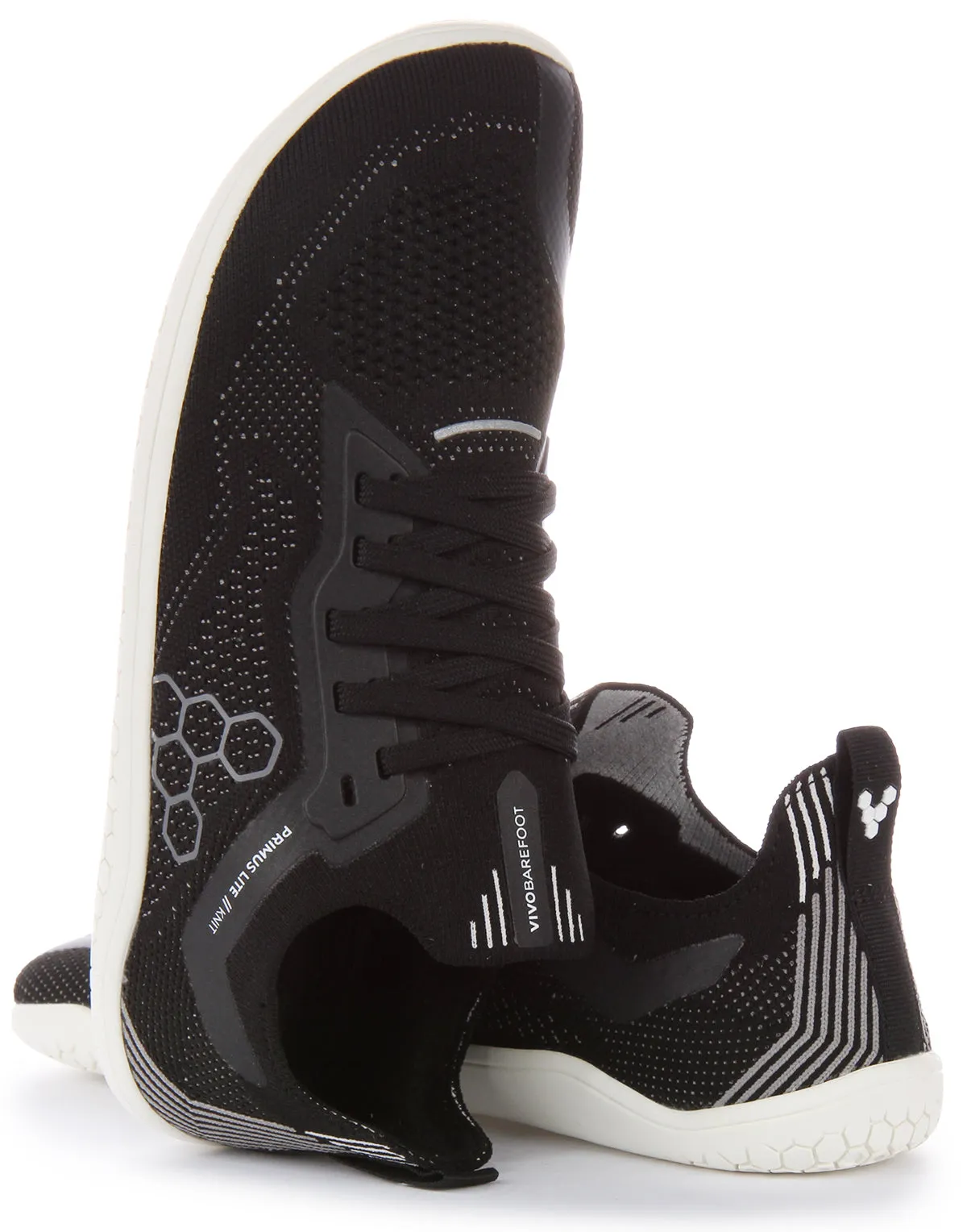 Vivobarefoot Primus Lite Knit Zapatillas con cordones resistentes a los pinchazos para hombre en blanco