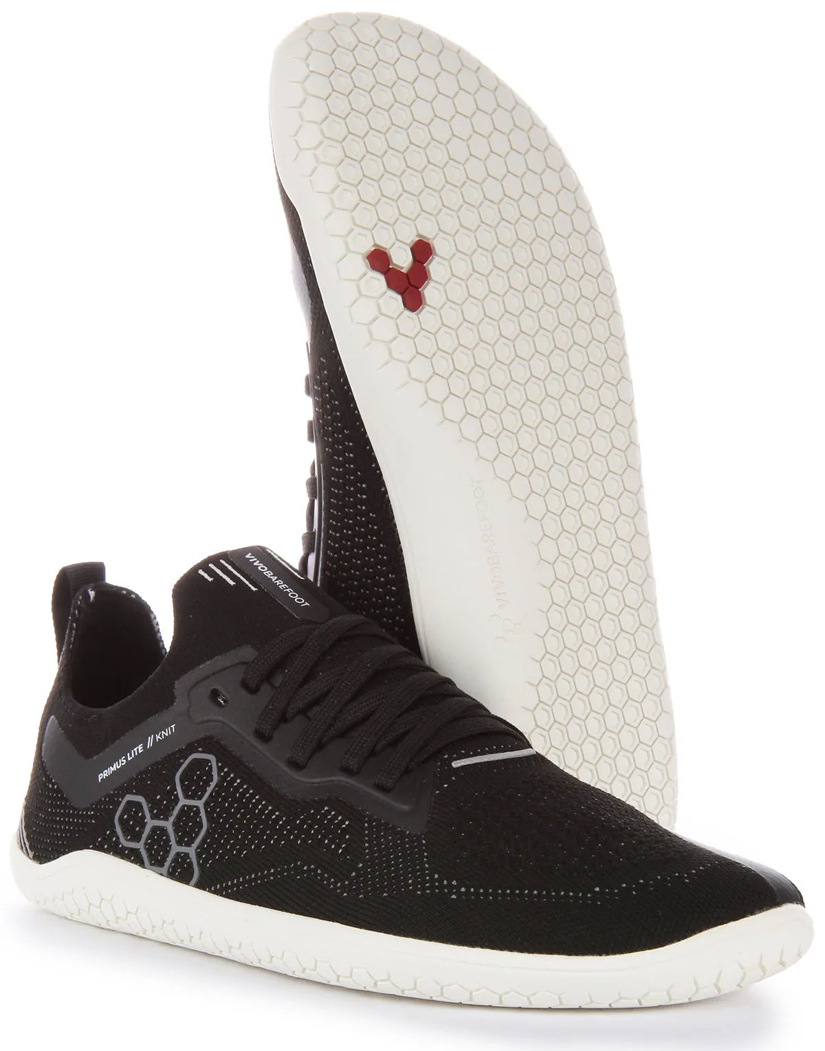Vivobarefoot Primus Lite Knit Zapatillas con cordones resistentes a los pinchazos para hombre en blanco