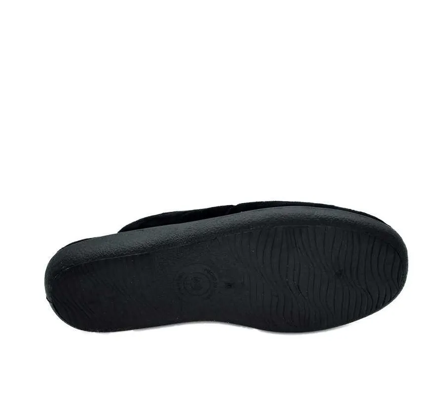 ZAPATILLA CANO CONFORT NEGRA PANTUFLA MUY CÓMODA ADORNO BORDADO 25877