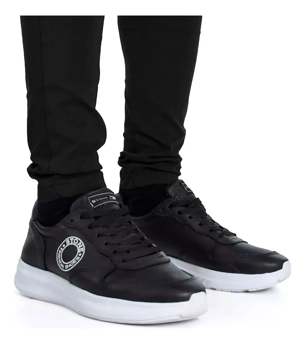 Zapatilla Urbana Hombre Cuero Comoda Stone 2220
