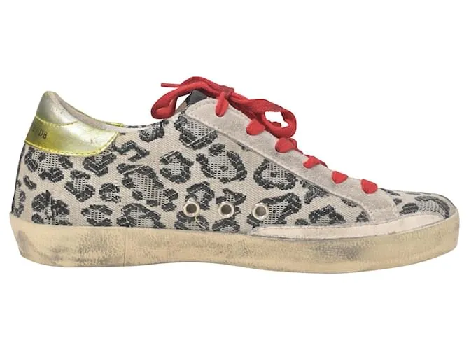 Zapatillas Superstar de lona beige con estampado animal Golden Goose 