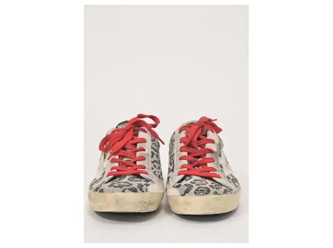 Zapatillas Superstar de lona beige con estampado animal Golden Goose 