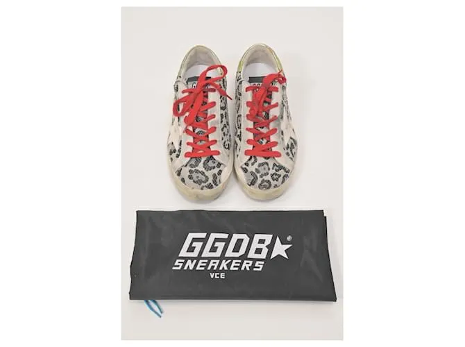 Zapatillas Superstar de lona beige con estampado animal Golden Goose 