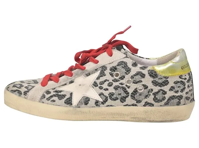 Zapatillas Superstar de lona beige con estampado animal Golden Goose 