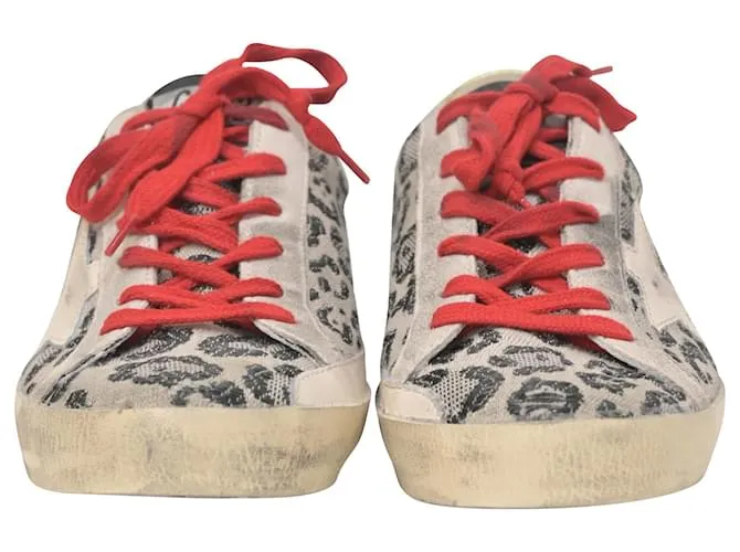 Zapatillas Superstar de lona beige con estampado animal Golden Goose 