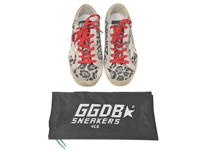 Zapatillas Superstar de lona beige con estampado animal Golden Goose 